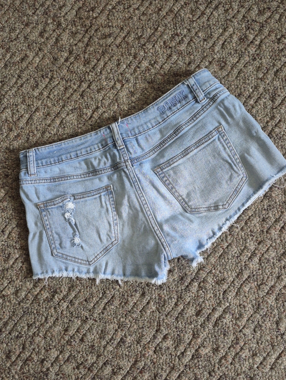 VINTAGE PINK Victroria's Secret Women's Light Blue Distressed Denim Shorts 8